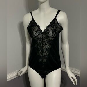 Vintage G’s Black Lace Bodysuit Slip Union Made USA Size 36
